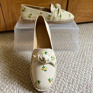 TALBOTS - Izzy Lemon Knotted Canvas Espadrilles -- NEW with Box